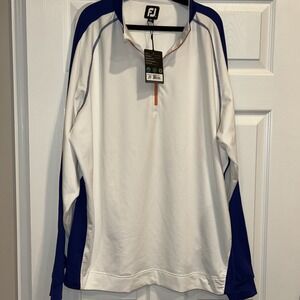 NWT FootJoy sport 1/2 Zip‎ Pullover Mens XL White/blue/orange 23347 Easy Care